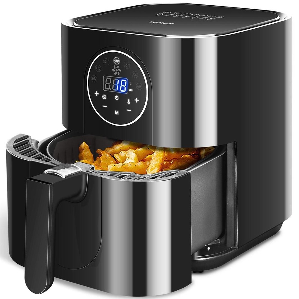 Sort Mini Cube Airfryer Elektronisk 1500w Dobbelt Gryde - Aigostar Kitchenplus - 8433325212209