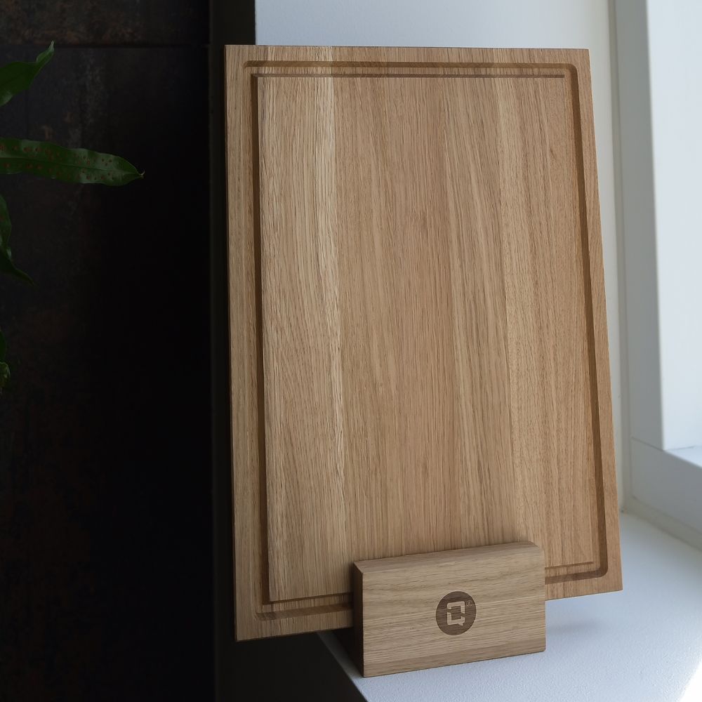 Stort Skærebræt Egetræ 40x30 Med Saftrille - Qookware Kitchenplus